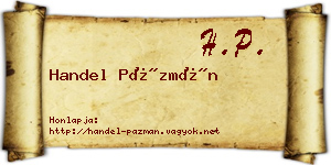 Handel Pázmán névjegykártya